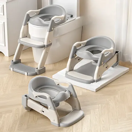 Складана дитяча накладка на унітаз зі сходинкою Babycare MA605, для 1-9 років, з ручками, спинкою, до 50 кг - фото 2