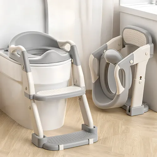 Складана дитяча накладка на унітаз зі сходинкою Babycare MA605, для 1-9 років, з ручками, спинкою, до 50 кг - фото 3