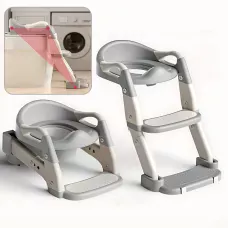 Складана дитяча накладка на унітаз зі сходинкою Babycare MA605, для 1-9 років, з ручками, спинкою, до 50 кг
