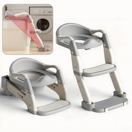Складана дитяча накладка на унітаз зі сходинкою Babycare MA605, для 1-9 років, з ручками, спинкою, до 50 кг