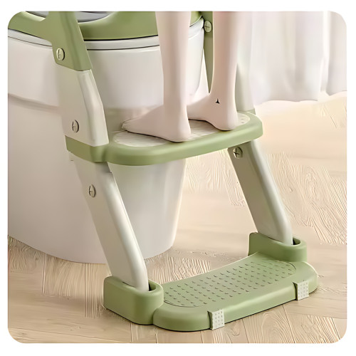 Складана дитяча накладка на унітаз зі сходинкою Babycare MA605, для 1-9 років, з ручками, спинкою, до 50 кг Фіолетовий - фото 4