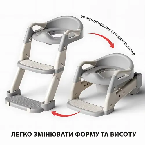 Складана дитяча накладка на унітаз зі сходинкою Babycare MA605, для 1-9 років, з ручками, спинкою, до 50 кг Зелений - фото 2