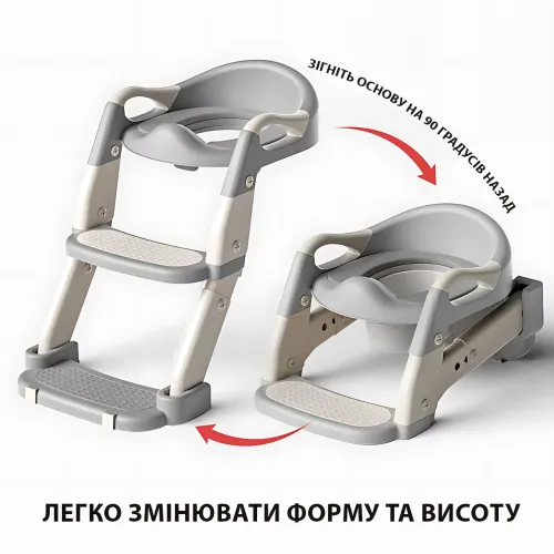 Складана дитяча накладка на унітаз зі сходинкою Babycare MA605, для 1-9 років, з ручками, спинкою, до 50 кг Зелений - фото 2