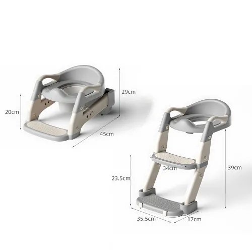 Складана дитяча накладка на унітаз зі сходинкою Babycare MA605, для 1-9 років, з ручками, спинкою, до 50 кг Зелений - фото 8