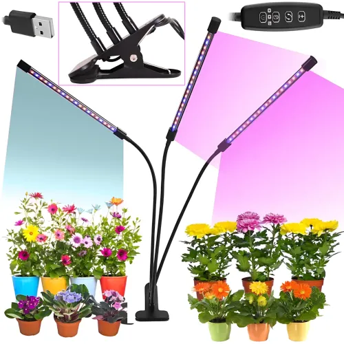 Фітолампа 3в1 FitoGrowLamp MA597 30 Вт, гнучка, 8 режимів яскравості, таймер, повний спектр, USB, 54 LED діоди