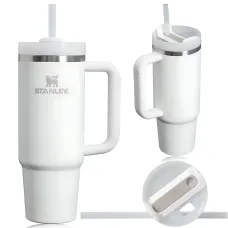 Термокухоль Stanley 1,18 л з кришкою FlowState і соломинкою, вакуумна ізоляція, неіржавка сталь, ручка Білий