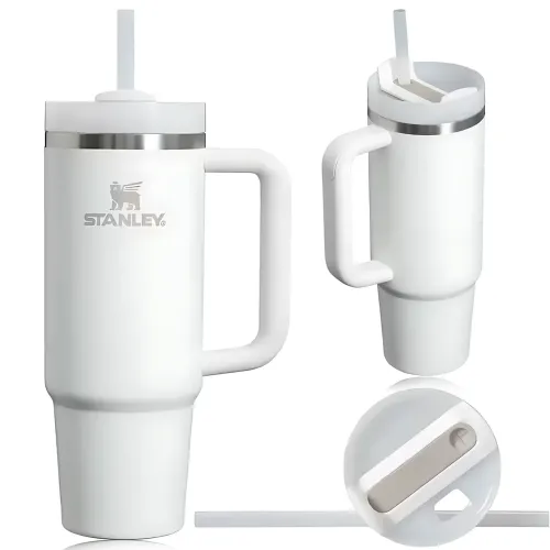 Термокухоль Stanley 1,18 л з кришкою FlowState і соломинкою, вакуумна ізоляція, неіржавка сталь, ручка Білий