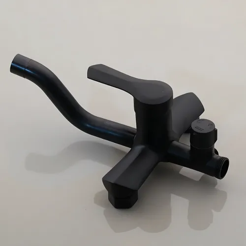 Змішувач для ванни KEMAIDI Matte Black 3-в-1, латунь, дощовий душ, настінний монтаж, керамічний картридж - фото 4