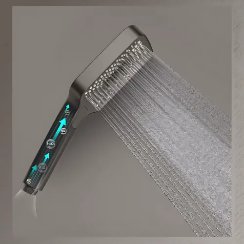 Черный душевой набор 4 в 1 Black Bathroom Shower Set Piano Keys с тропическим душем и ручной лейкой, черный - фото 17