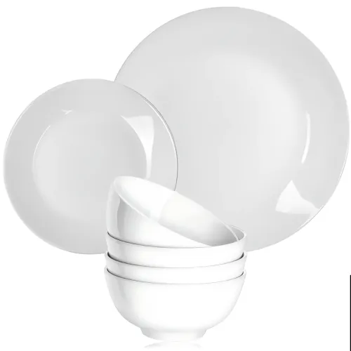 Набір посуду Color Home CHOPAL12R, 12 предметів, білий, опалове скло, для 4 персон, посудомийка та НВЧ-піч - фото 2