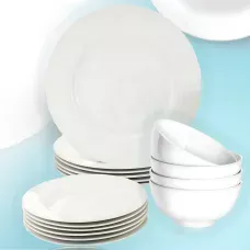 Набір посуду Color Home CHOPAL12R, 12 предметів, білий, опалове скло, для 4 персон, посудомийка та НВЧ-піч