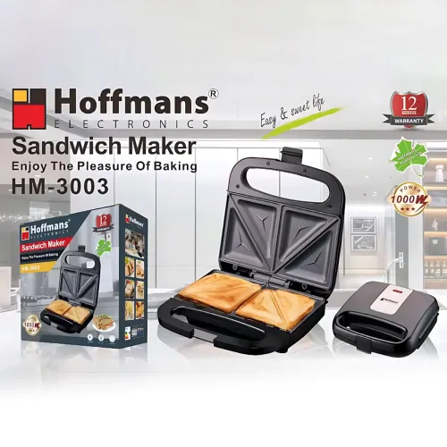 Бутербродниця-сендвічниця Hoffmans HM-3003, 1000 Вт, антипригарне покриття, індикатор роботи та нагрівання - фото 10