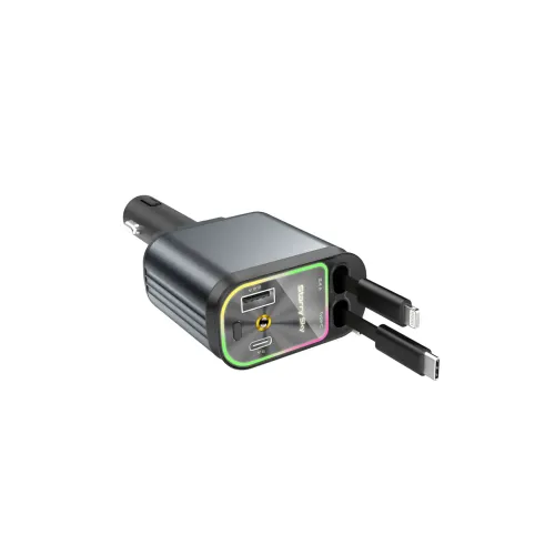 Автомобільний зарядний пристрій Ofottofo ZL-07, 66 Вт, 4-в-1, з кабелем Type-C та iPhone, підсвіткою - фото 6