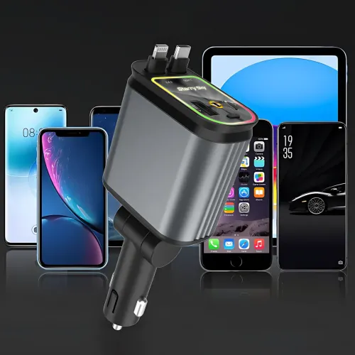 Автомобильное зарядное устройство Ofottofo ZL-07, 66 Вт, 4-в-1, с кабелем Type-C и iPhone, подсветкой - фото 16