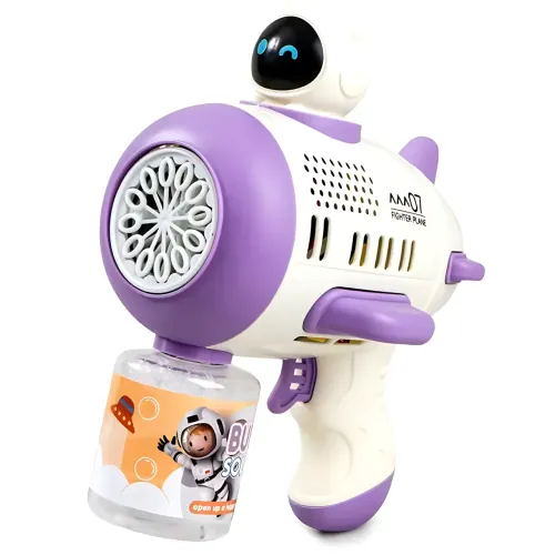 Дитячий автоматичний пістолет-кулемет для мильних бульбашок Toy Bubble Gun AND 388-10 з підсвіткою і звуком Фіолетовий - фото 2