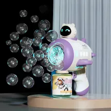 Дитячий автоматичний пістолет-кулемет для мильних бульбашок Toy Bubble Gun AND 388-10 з підсвіткою і звуком Фіолетовий