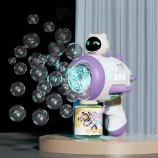 Детский автоматический пистолет-пулемёт для мыльных пузырей Toy Bubble Gun AND 388-10 с подсветкой и звуком Фиолетовый