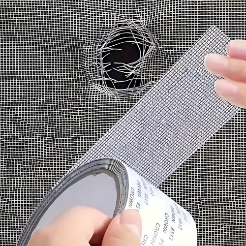 Стрічка для ремонту москітної сітки 5×200 см TAPE LY-668, скловолокно, самоклейна, для вікон, дверей, сірий - фото 4