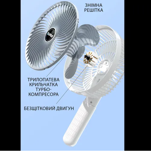Вентилятор Mini USB Fan XL-1293 дротовий, з прищіпкою, безщітковий мотор, 3 швидкості, поворот 120°, білий - фото 6