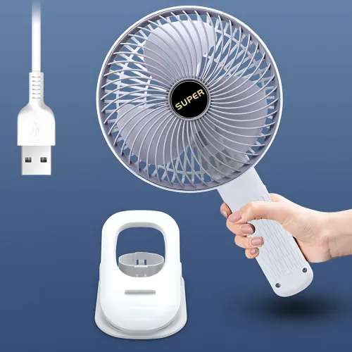 Вентилятор Mini USB Fan XL-1293 дротовий, з прищіпкою, безщітковий мотор, 3 швидкості, поворот 120°, білий