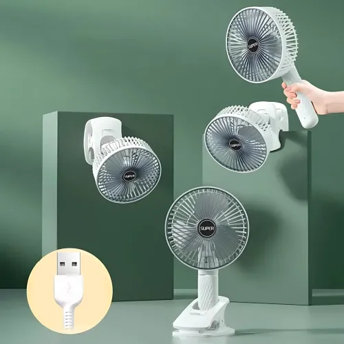 Вентилятор Mini USB Fan XL-1293 дротовий, з прищіпкою, безщітковий мотор, 3 швидкості, поворот 120°, білий - фото 9