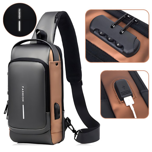Нагрудная сумка Backpack AND XL1228 с противоугонным кодовым замком, рюкзак с USB, водоотталкивающий - фото 8