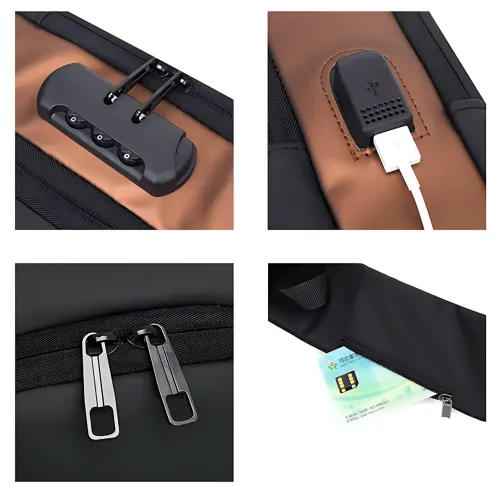 Нагрудна сумка Backpack AND XL1228 з протиприпасованим кодовим замком, рюкзак з USB, водовідштовхувальний - фото 10