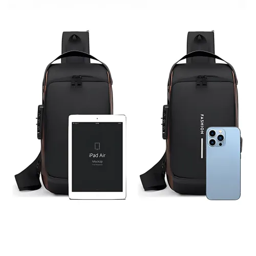 Нагрудна сумка Backpack AND XL1228 з протиприпасованим кодовим замком, рюкзак з USB, водовідштовхувальний - фото 16