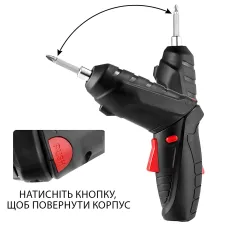 Аккумуляторный шуруповерт 3.6V 1800 мАч USB, 47-в-1: реверс, LED-подсветка, кейс, насадки, отвертка-дрель