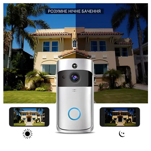 Відеодомофон Wi-Fi V5 720P з нічним баченням, датчиком руху, акумулятором, голосовим викликом - фото 6