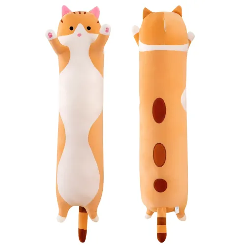 Игрушка подушка Кот Батон, плюшевая антистресс обнимашка DOLL 1498 на молнии, серый/рыжий 50 - фото 4