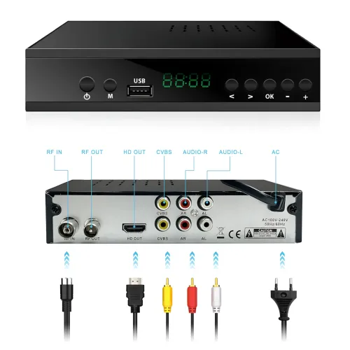 Цифрова приставка YASIN T8000 (DVB-T2) роз'єм під wi-fi, LED-дисплей, підтримка Dolby Digital, металева - фото 3