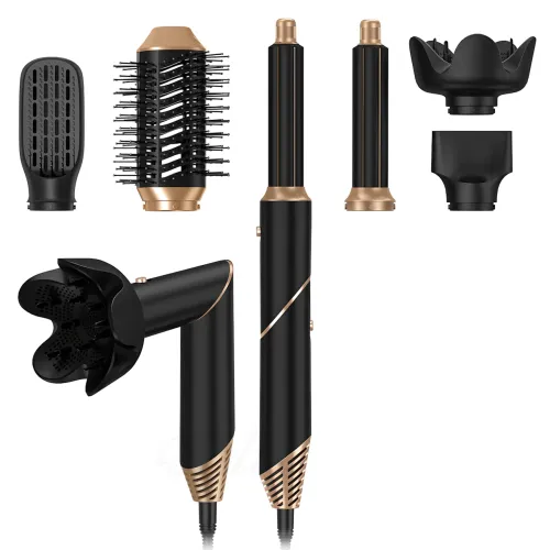 Hot Air Styler 6-в-1 — багатофункціональна фен-розчіска: сушить, укладає, завиває та згладжує, іонізація - фото 2