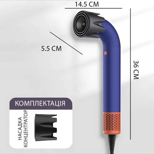 Фен-стайлер DYS Supersonic LY-201, 1200 Вт, 3 температури, 3 швидкості, холодний обдування, синій - фото 8