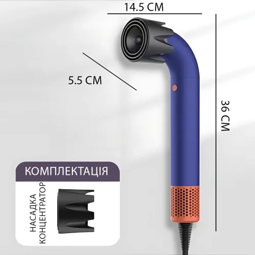 Фен-стайлер DYS Supersonic LY-201, 1200 Вт, 3 температури, 3 швидкості, холодний обдування, синій - фото 14