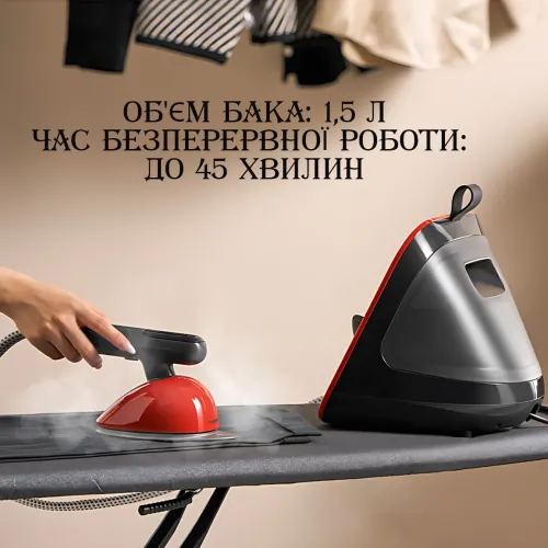 Ручний відпарювач Zepline ZP-00222, 3000 Вт, 1.5 л, сенсорне керування, подавання пари 50 г/хв, самоочищення Сірий - фото 14