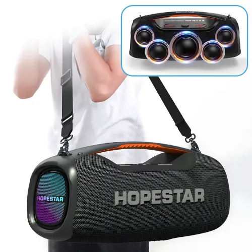 Беспроводная Bluetooth колонка Hopestar A60 100 Вт с микрофоном, TWS, RGB-подсветкой, защитой IPX6, с караоке