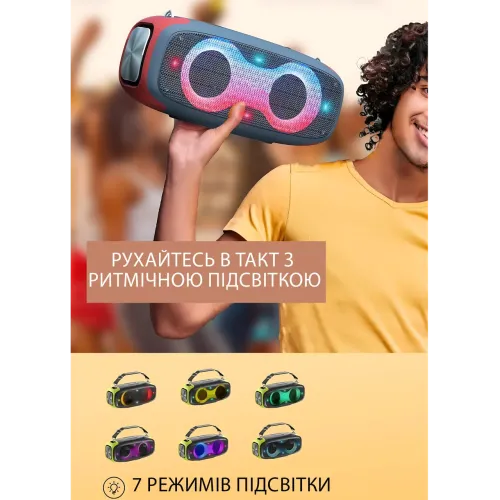 Портативна Bluetooth-колонка Hopestar A30 Party 70Вт, TWS, RGB-підсвітка, IPX6, 8800 мА·год, AUX, USB, BT 4.0 Сірий - фото 9