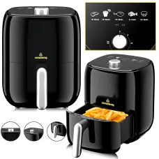 Аерогриль фритюрниця без олії Crownberg CB-5540, 2 л, 1200 Вт, 8 програм, антипригарна чаша, чорний