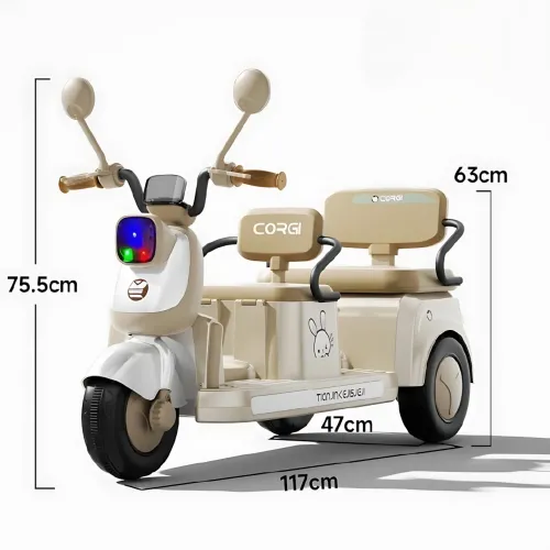 Дитячий електроскутер CORGI RideTwin 3-колісний, двомісний, з АКБ 6V 7AH, світлом і музикою, до 30 кг - фото 10