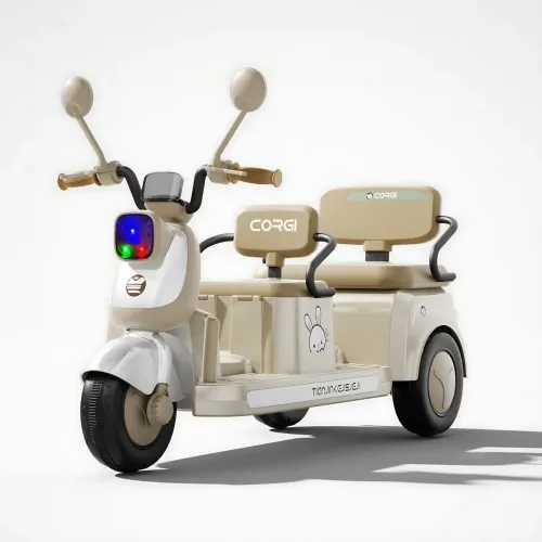 Дитячий електроскутер CORGI RideTwin 3-колісний, двомісний, з АКБ 6V 7AH, світлом і музикою, до 30 кг - фото 2