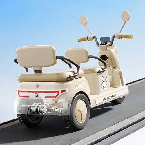 Дитячий електроскутер CORGI RideTwin 3-колісний, двомісний, з АКБ 6V 7AH, світлом і музикою, до 30 кг - фото 3