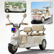 Дитячий електроскутер CORGI RideTwin 3-колісний, двомісний, з АКБ 6V 7AH, світлом і музикою, до 30 кг