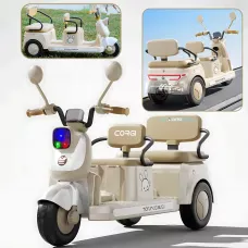 Дитячий електроскутер CORGI RideTwin 3-колісний, двомісний, з АКБ 6V 7AH, світлом і музикою, до 30 кг