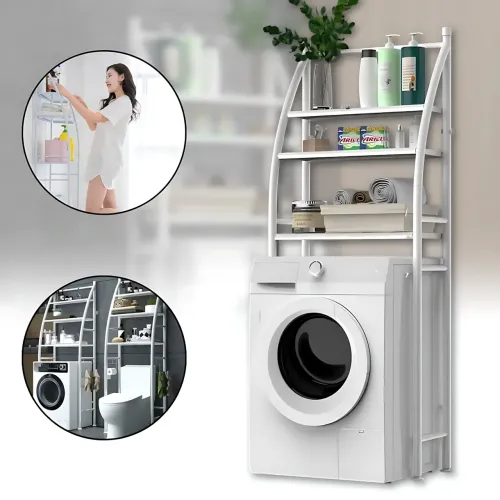Полиця-стелаж підлогова над пральною машиною Laundry Rack 361 WO, 3 яруси, до 20 кг, 65×25×165 см, білий - фото 8