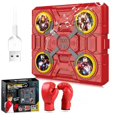 Музичний боксерський тренажер Iron Man 4 цілі з LED-підсвіткою, музикою й USB-зарядкою, настінний