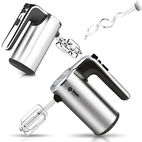 Мощный ручной миксер BITEK BT-5526, 800 Вт, 5 скоростей, турборежим, венчики и крюки, серебристый