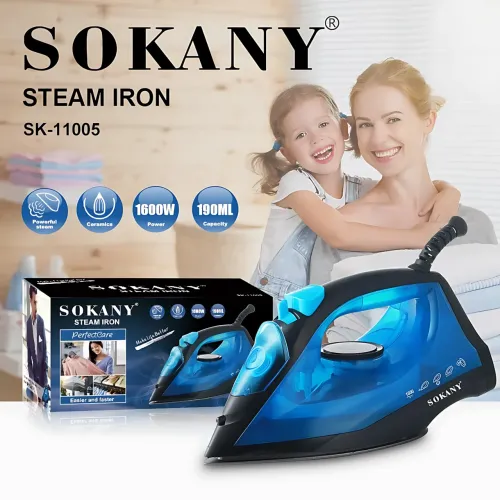 Електрична праска SOKANY SK-11005, 1600 Вт, керамічна підошва, паровий удар, Anti-Calc, Anti-Scale, синій - фото 9