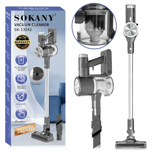 Вертикальний пилосос SOKANY SK-13042, 2200 Вт, ручний, акумуляторний, циклонний, контейнер 0,6 л, 3 насадки