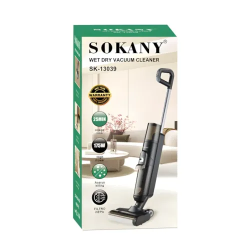 Пилосос SOKANY SK-13039, акумуляторний вертикальний для сухого та вологого прибирання, 175 Вт, HEPA-фільтр, чорний - фото 9